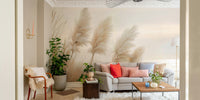 Pampas grass at the beach in soft evening glow mural