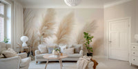 Wall mural of pampas grass with golden evening glow