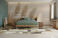 Soothing evening light on pampas grass at the shore