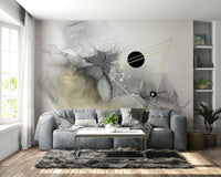 Outer space themed wall mural with colorful galaxies

