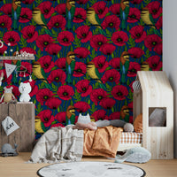 Bee eaters on dark blue backdrop
