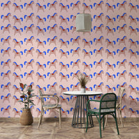Mural wallpaper with playful animal parade

