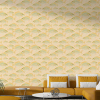 Mural wallpaper with hand-drawn fish pattern

