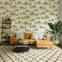 Graceful fish design wallpaper for tranquil living rooms

