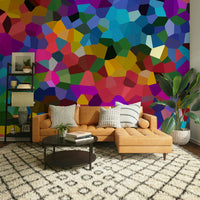 Abstract geometric Fractured Spectrum mural for bedrooms

