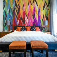Bold geometric Burst of Color mural for bedrooms

