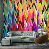 Vibrant and playful Burst of Color mural for living rooms

