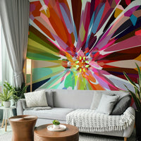 Eye-catching Prismatic Burst mural with layered patterns

