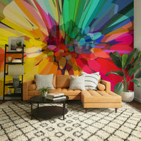Bright Chromatic Burst mural for creative, lively rooms

