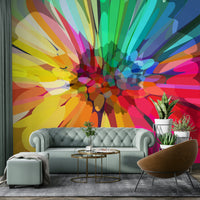 Bold Chromatic Burst mural for dynamic home decor

