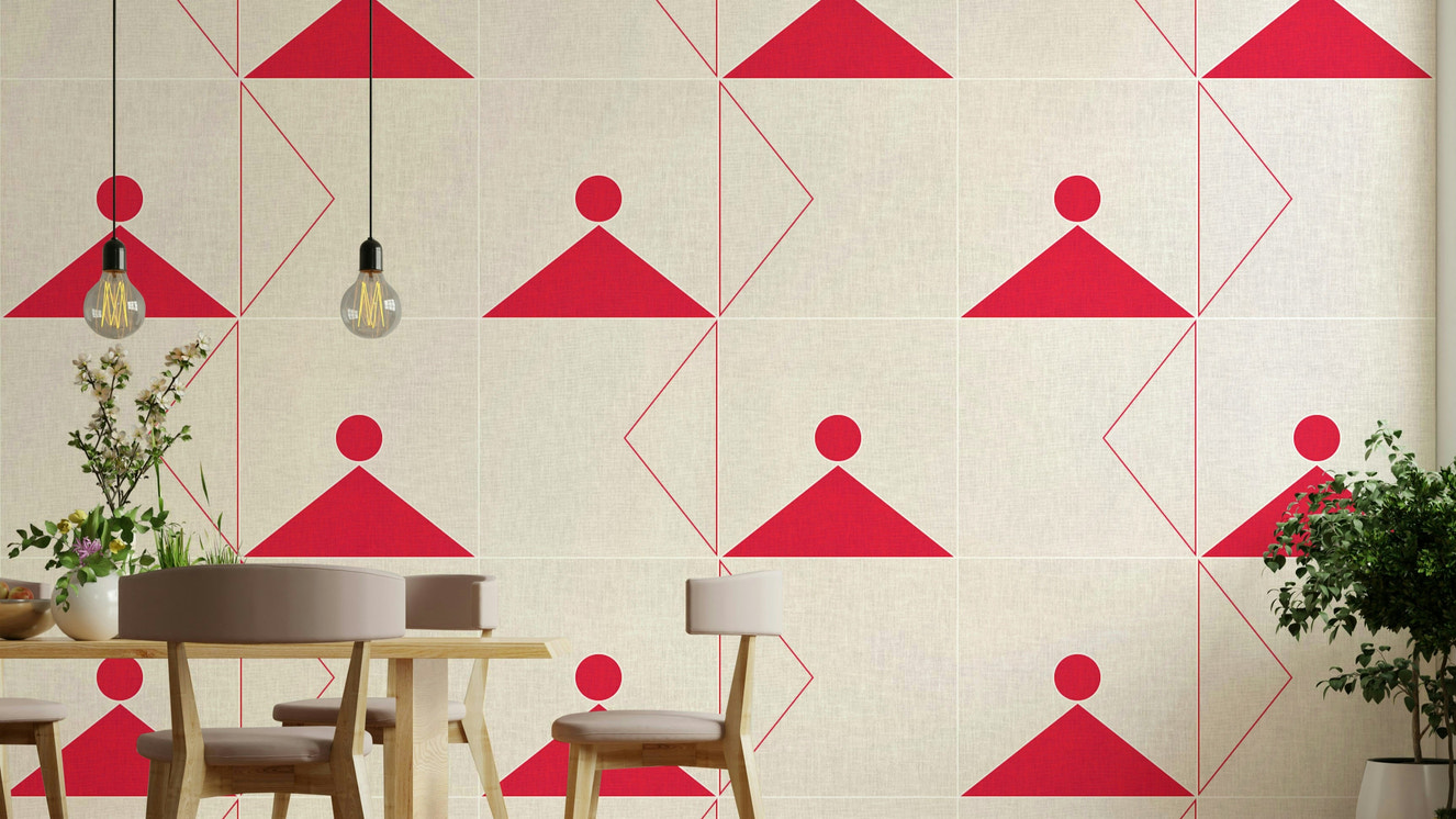 Neutral-toned wallpaper with geometric line layout

