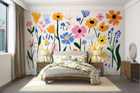 Vibrant wall mural inspired by Matisse's botanical art

