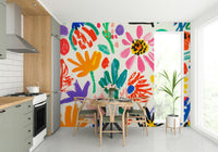 Nursery decorated with colorful garden-inspired mural

