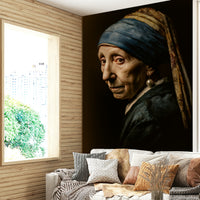Modern twist on Girl with a Pearl Earring wall design

