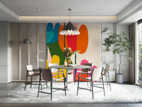 Playful vintage blooms in bold geometric composition

