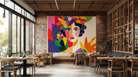 Stylized feminine figure in soft, artistic wall design

