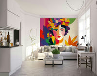 Empowering portrait mural for chic, modern interiors

