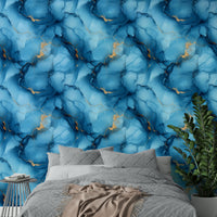 Close-up of organic blue lines in Azure River Wallpaper


