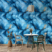 Calm watercolor-style wallpaper in azure tones

