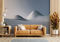 Flowing dune-inspired mural in silver and gray tones

