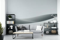 Bedroom with soothing sandscape-inspired wall mural

