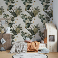 Contemporary room featuring Botanical Geometry wallpaper

