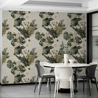 Minimalist interior styled with botanical and graphic print

