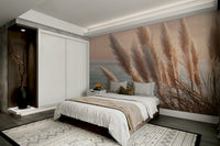 Ocean-inspired wall mural in soft pastel tones


