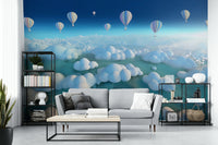 Peaceful horizon line in cloud-themed wall mural

