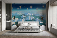 Light and sky mural creating a floating atmosphere


