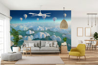 Calm and airy mural resembling view above the clouds

