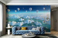 Nursery room styled with Above the Cloud Sea mural

