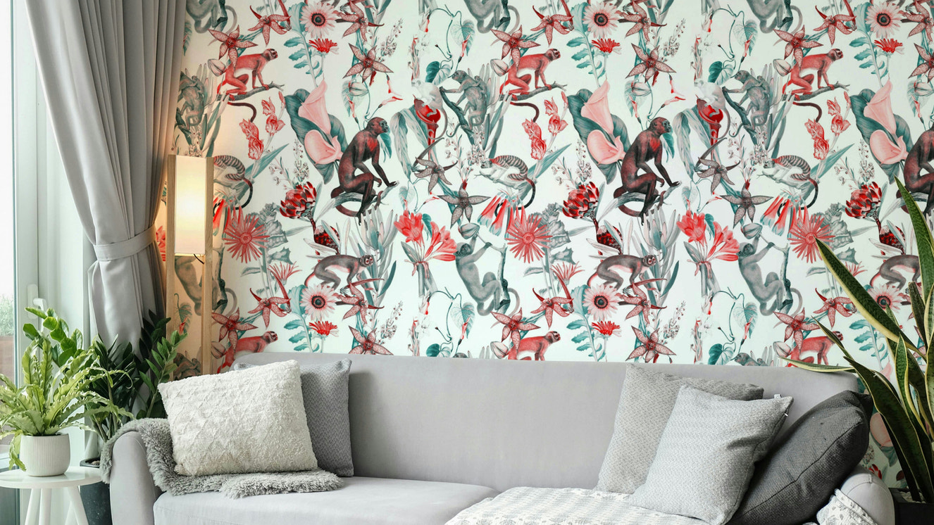 Natural light falling on Hakuna Wallpaper’s leafy motifs

