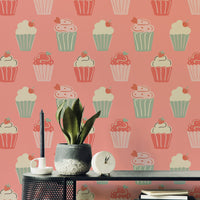 Carousel cupcake wallpaper perfect for nurseries or cafés

