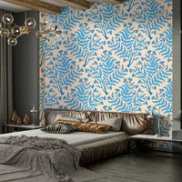 Soft pastel wallpaper with damask floral motif


