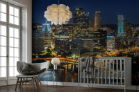 Gorgeous Pittsburgh skyline evening mural for living rooms

