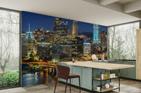 Iconic Pittsburgh skyline in the evening mural for bedrooms

