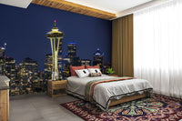 Stunning Seattle cityscape mural during blue hour

