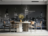 Iconic Midtown Manhattan and Little Island in monochrome mural

