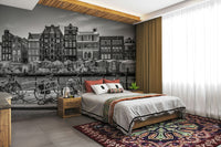 Urban-inspired Amsterdam Singel Canal mural for bedrooms

