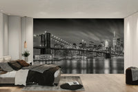 New York City skyline monochrome mural for stylish rooms

