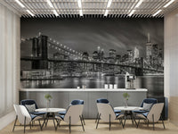 Peel-and-stick Brooklyn Bridge monochrome mural for easy installation

