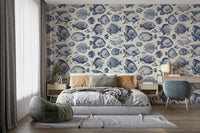 Unique Delft Blue fish wallpaper for contemporary interiors


