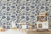 Delft Blue aquatic theme wallpaper for bathrooms

