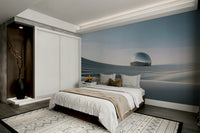 Peel-and-stick Silent Sands wall mural for easy installation

