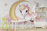 Soft pastel pony mural for nurseries and kids' rooms

