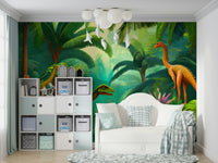 Vibrant Jurassic Oasis wall mural for adventurous spaces

