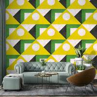 Cheerful yellow design Mid Century wallpaper for walls

