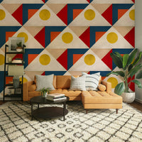 Retro-inspired Mid Century Multicolor wallpaper for living rooms

