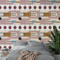 Earthy geometric design wallpaper in warm tones


